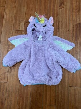Plush Hooded Unicorn Pullover with Shimmer Wings